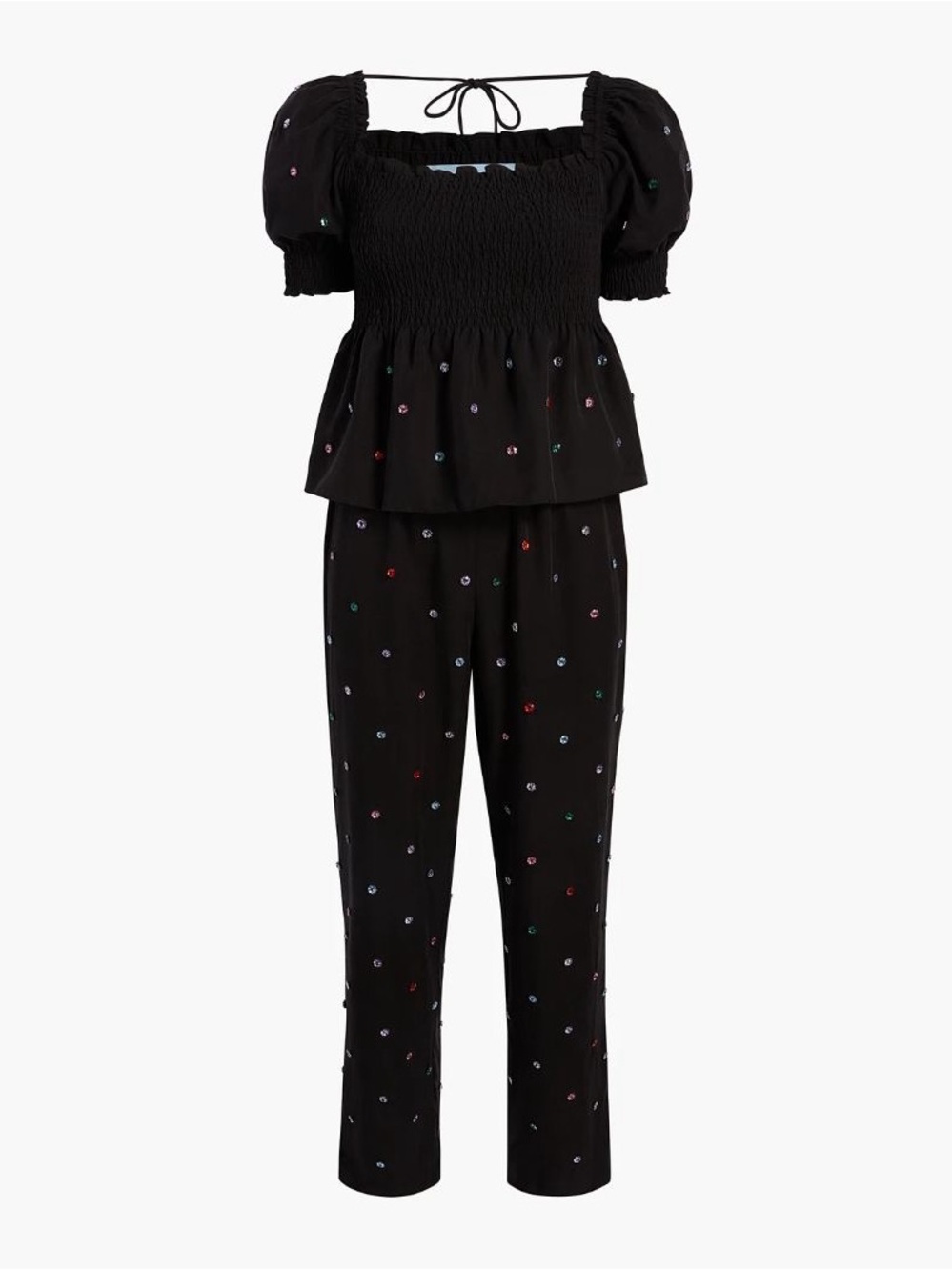 Jewel Jammies - Embellished Black Lounge Pants  and top set